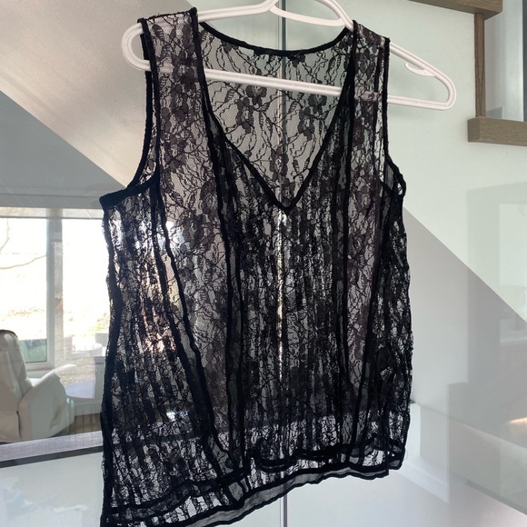 All Saints Lara Lace Top in black - Picture 2 of 6